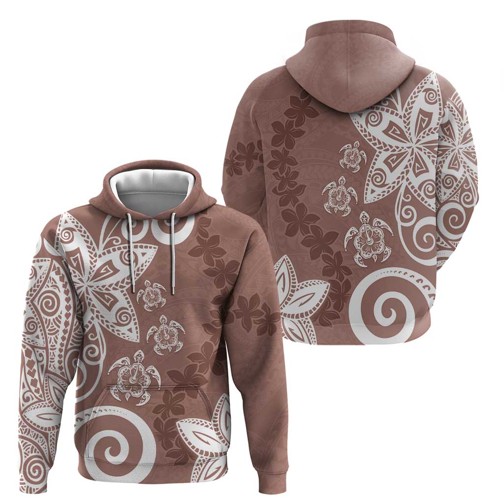 Polynesia Hoodie Brown Tribal Turtle Floral Pattern LT05 - Polynesian Pride