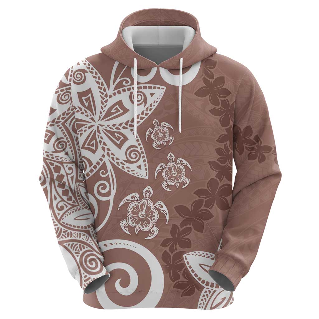 Polynesia Hoodie Brown Tribal Turtle Floral Pattern LT05 - Polynesian Pride