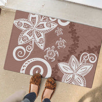 Polynesia Rubber Doormat Brown Tribal Turtle Floral Pattern