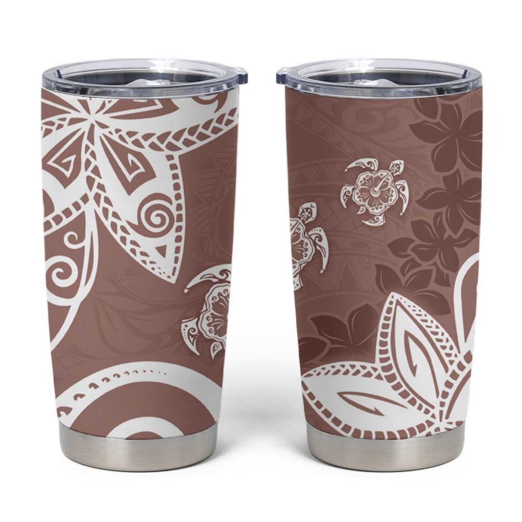 Polynesia Tumbler Cup Brown Tribal Turtle Floral Pattern