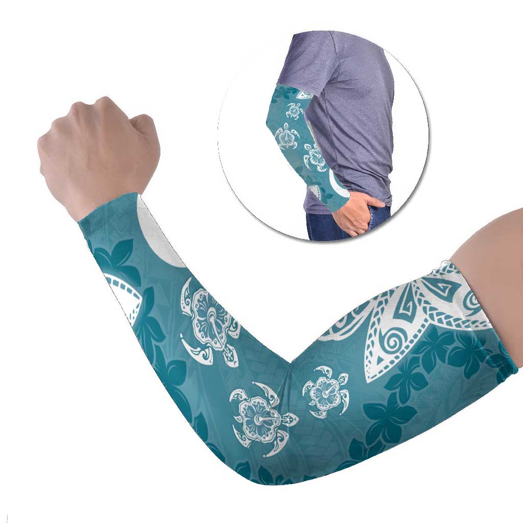 Polynesia Arm Sleeves Hippie Blue Tribal Turtle Floral Pattern LT05 Set of 2 Blue - Polynesian Pride