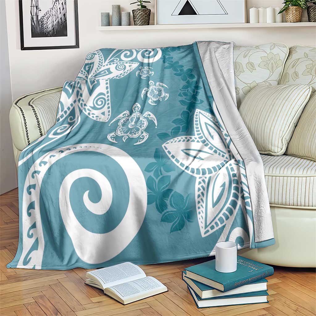 Polynesia Blanket Hippie Blue Tribal Turtle Floral Pattern
