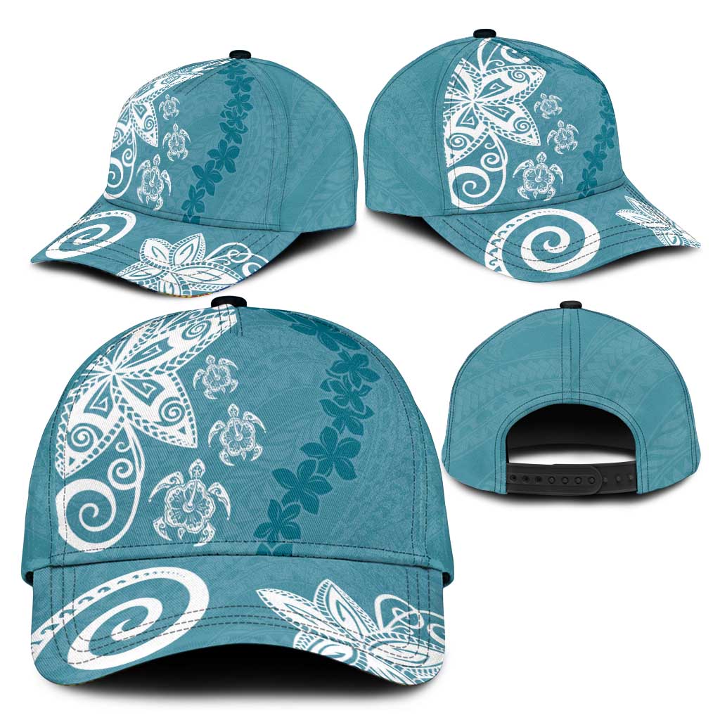 Polynesia Classic Cap Hippie Blue Tribal Turtle Floral Pattern LT05 - Polynesian Pride