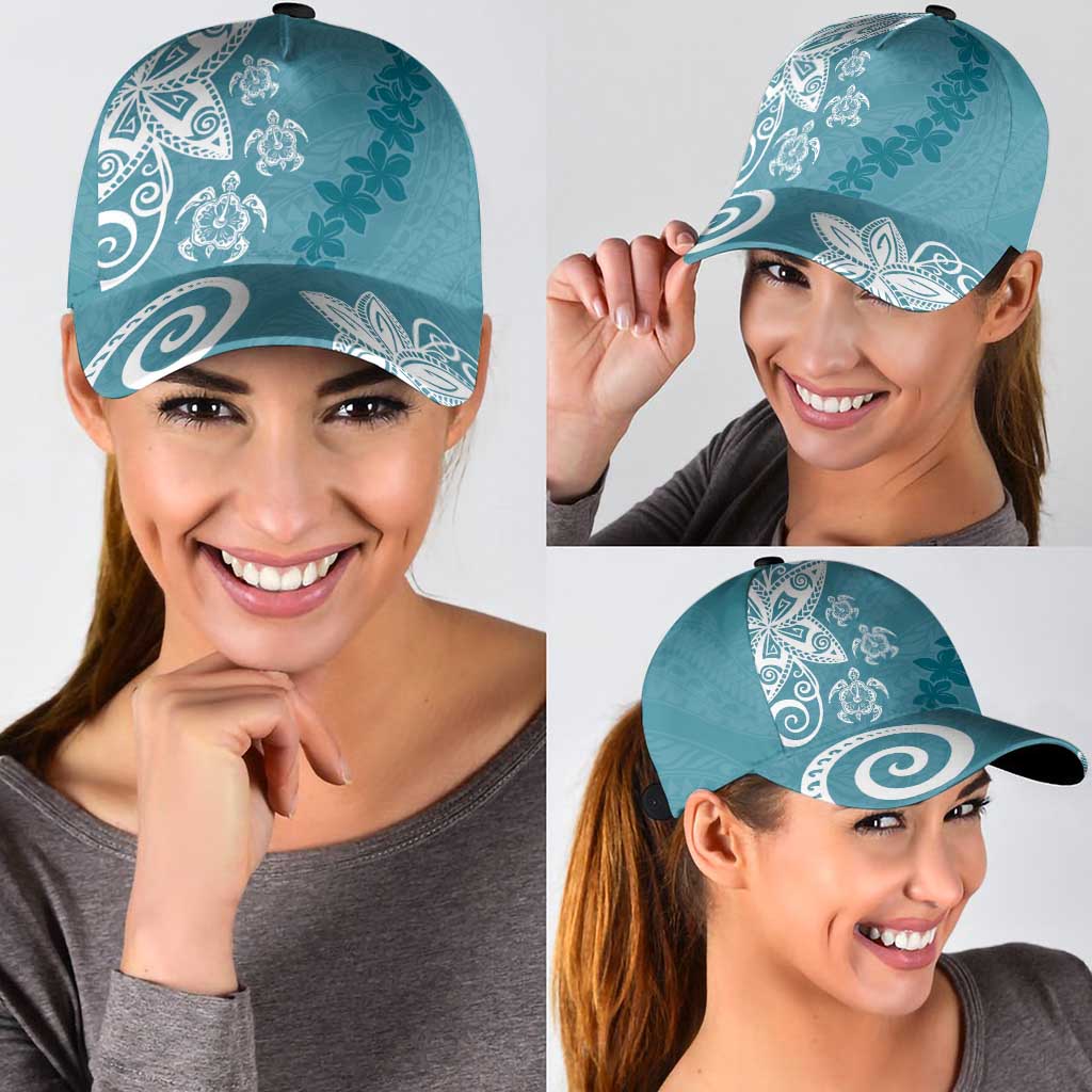 Polynesia Classic Cap Hippie Blue Tribal Turtle Floral Pattern LT05 - Polynesian Pride