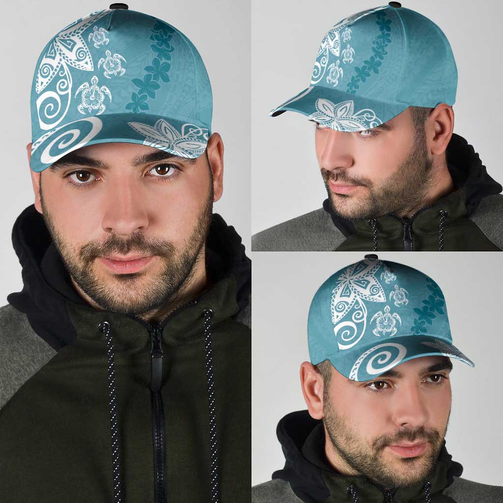 Polynesia Classic Cap Hippie Blue Tribal Turtle Floral Pattern LT05 - Polynesian Pride