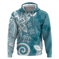 Polynesia Hoodie Hippie Blue Tribal Turtle Floral Pattern LT05 Pullover Hoodie Blue - Polynesian Pride