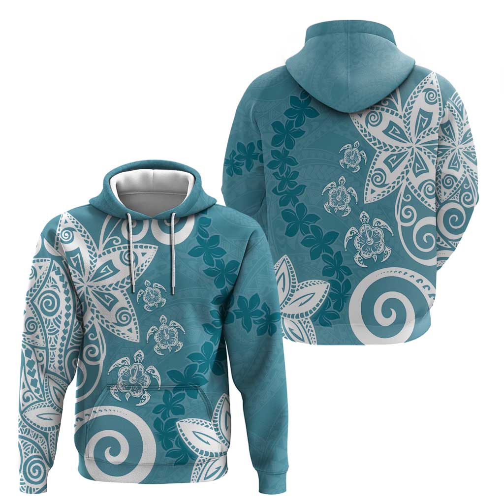 Polynesia Hoodie Hippie Blue Tribal Turtle Floral Pattern LT05 - Polynesian Pride