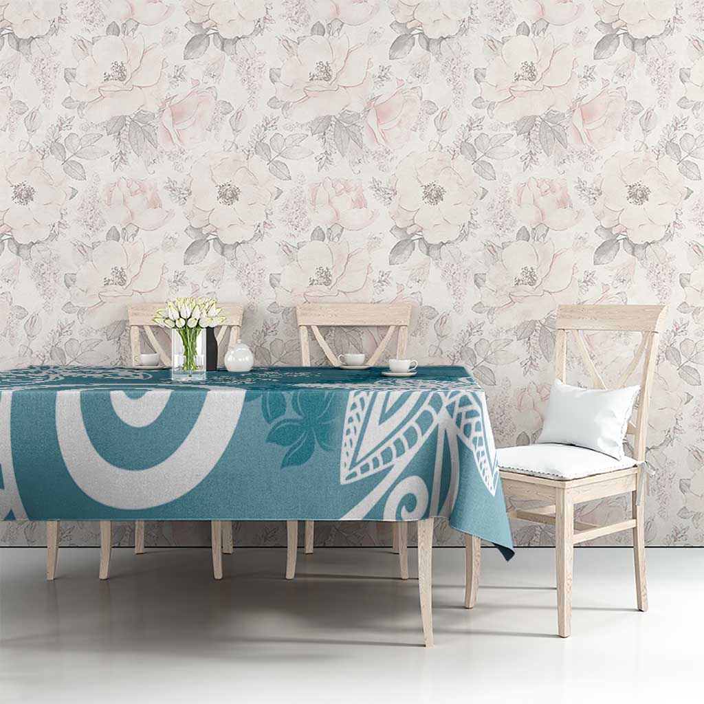 Polynesia Tablecloth Hippie Blue Tribal Turtle Floral Pattern