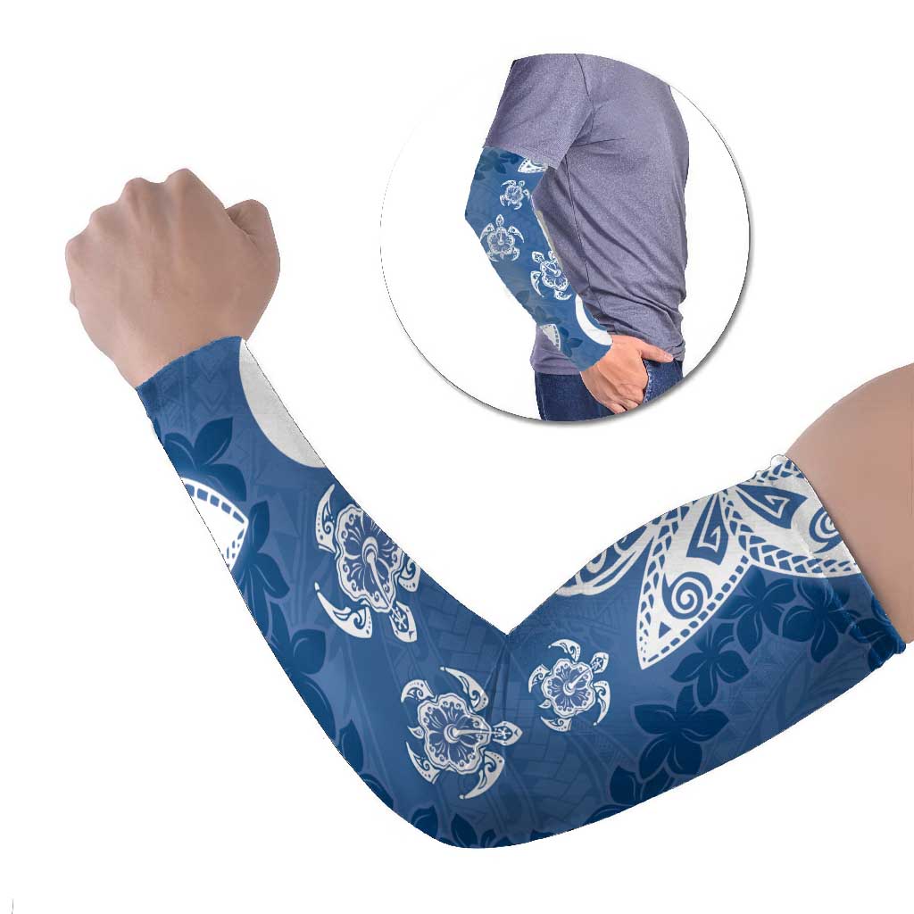 Polynesia Arm Sleeves Blue Tribal Turtle Floral Pattern LT05 Set of 2 Blue - Polynesian Pride