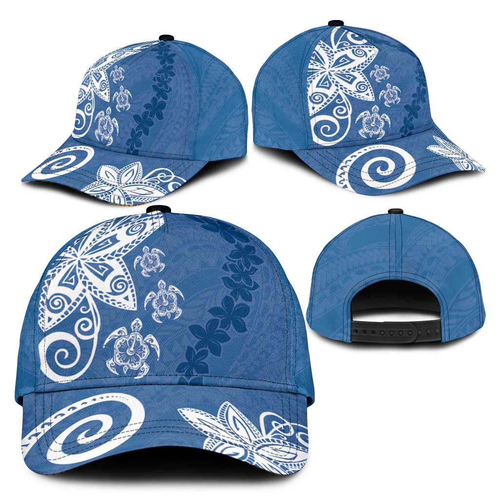 Polynesia Classic Cap Blue Tribal Turtle Floral Pattern LT05 - Polynesian Pride