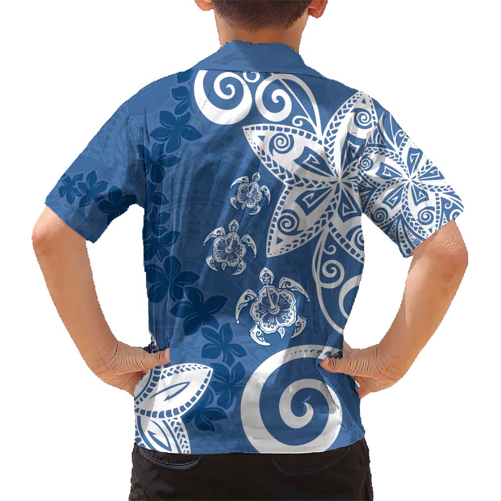 Polynesia Family Matching Short Sleeve Bodycon Dress and Hawaiian Shirt Blue Tribal Turtle Floral Pattern LT05 - Polynesian Pride