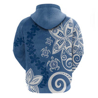 Polynesia Hoodie Blue Tribal Turtle Floral Pattern LT05 - Polynesian Pride
