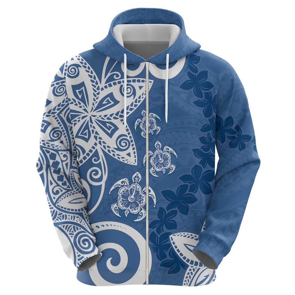 Polynesia Hoodie Blue Tribal Turtle Floral Pattern LT05 - Polynesian Pride