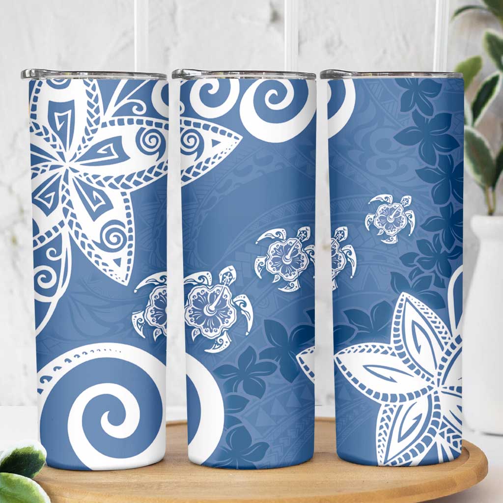 Polynesia Skinny Tumbler Blue Tribal Turtle Floral Pattern