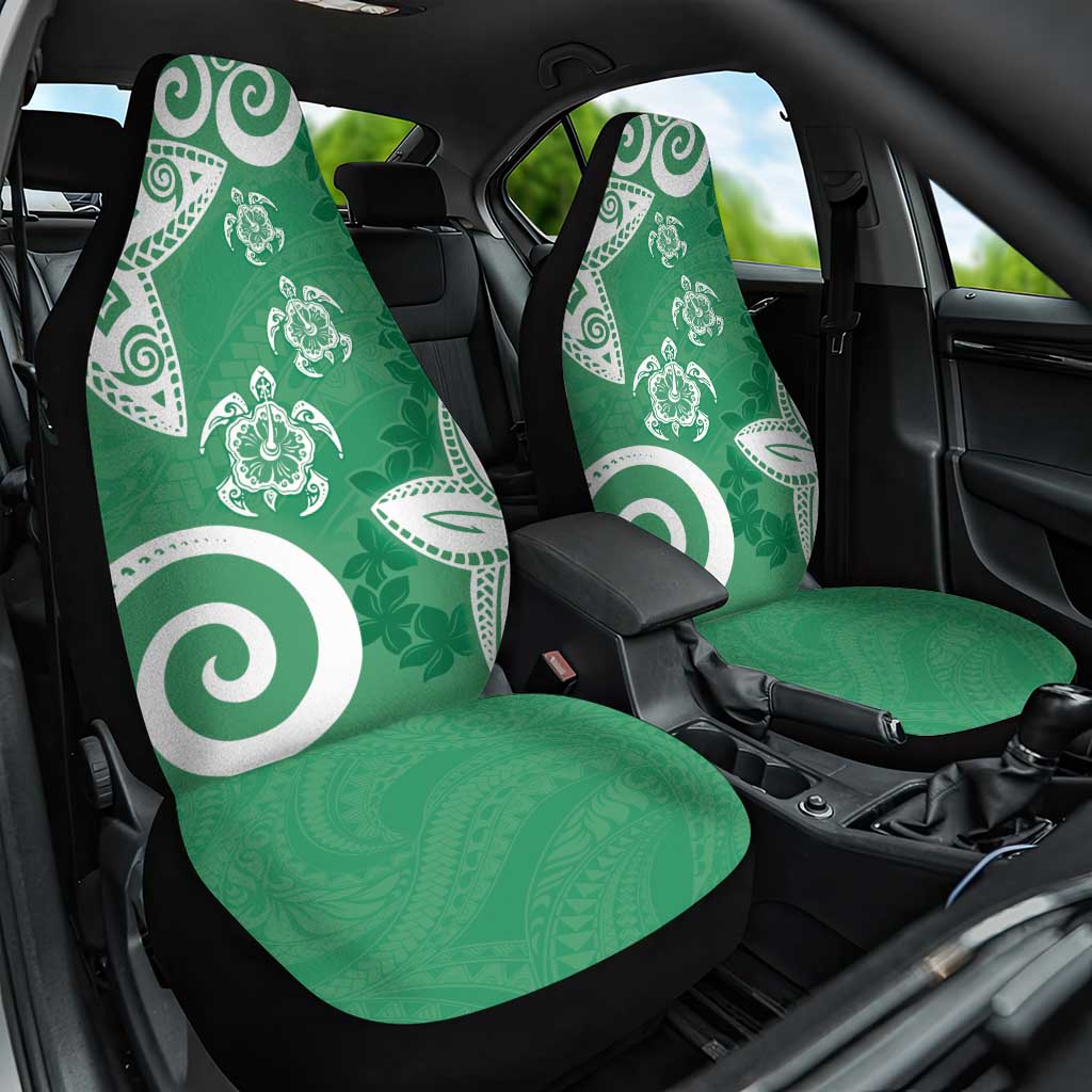 Polynesia Car Seat Cover Green Tribal Turtle Floral Pattern LT05 One Size Green - Polynesian Pride