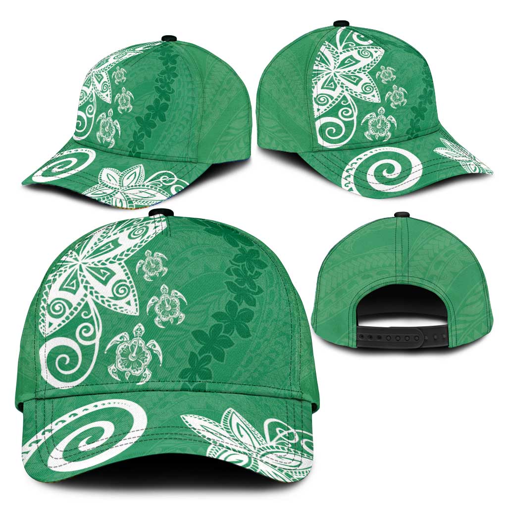 Polynesia Classic Cap Green Tribal Turtle Floral Pattern LT05 - Polynesian Pride