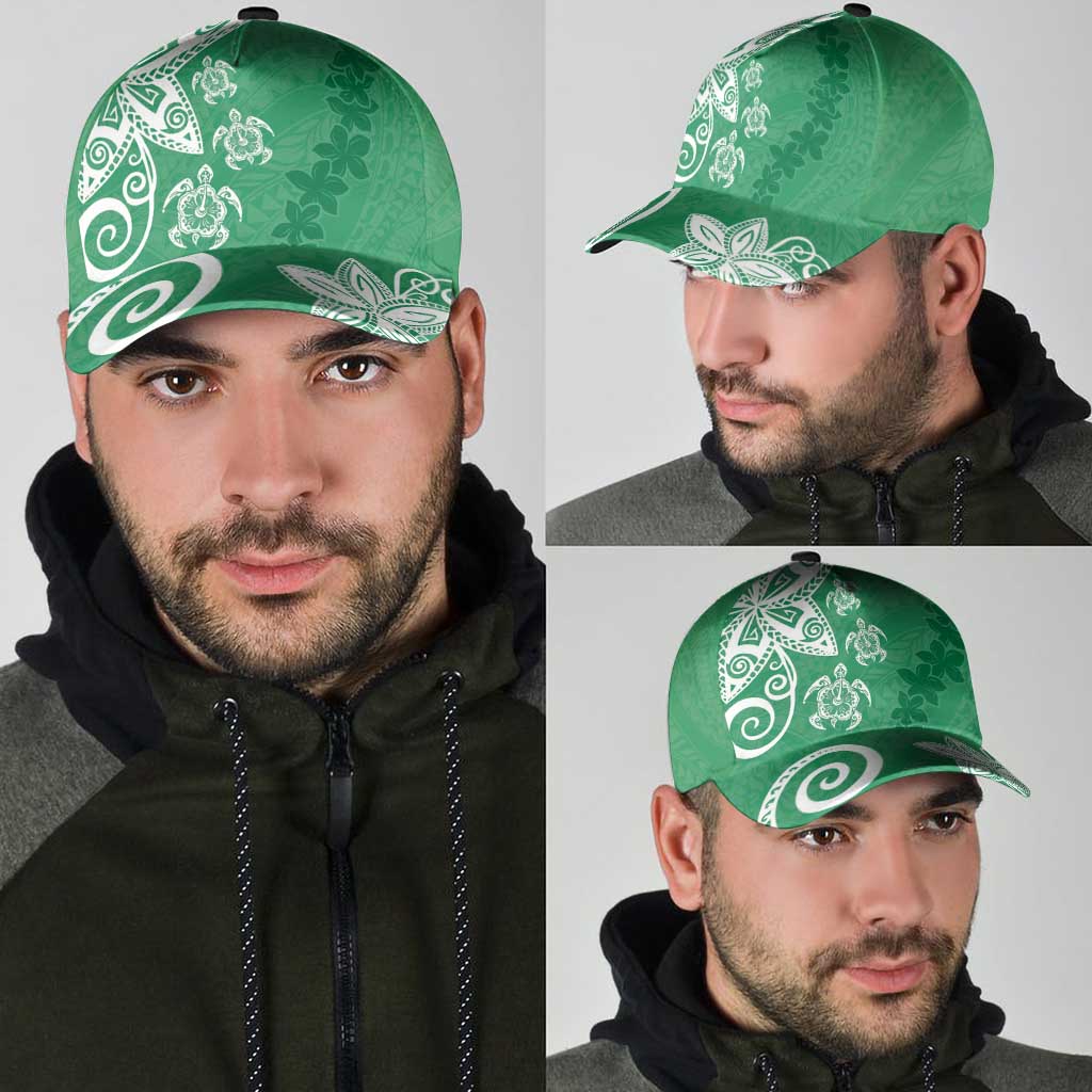 Polynesia Classic Cap Green Tribal Turtle Floral Pattern LT05 - Polynesian Pride