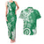 Polynesia Couples Matching Tank Maxi Dress and Hawaiian Shirt Green Tribal Turtle Floral Pattern