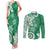 Polynesia Couples Matching Tank Maxi Dress and Long Sleeve Button Shirt Green Tribal Turtle Floral Pattern
