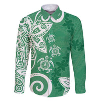 Polynesia Family Matching Summer Maxi Dress and Hawaiian Shirt Green Tribal Turtle Floral Pattern