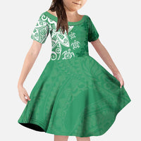 Polynesia Family Matching Tank Maxi Dress and Hawaiian Shirt Green Tribal Turtle Floral Pattern