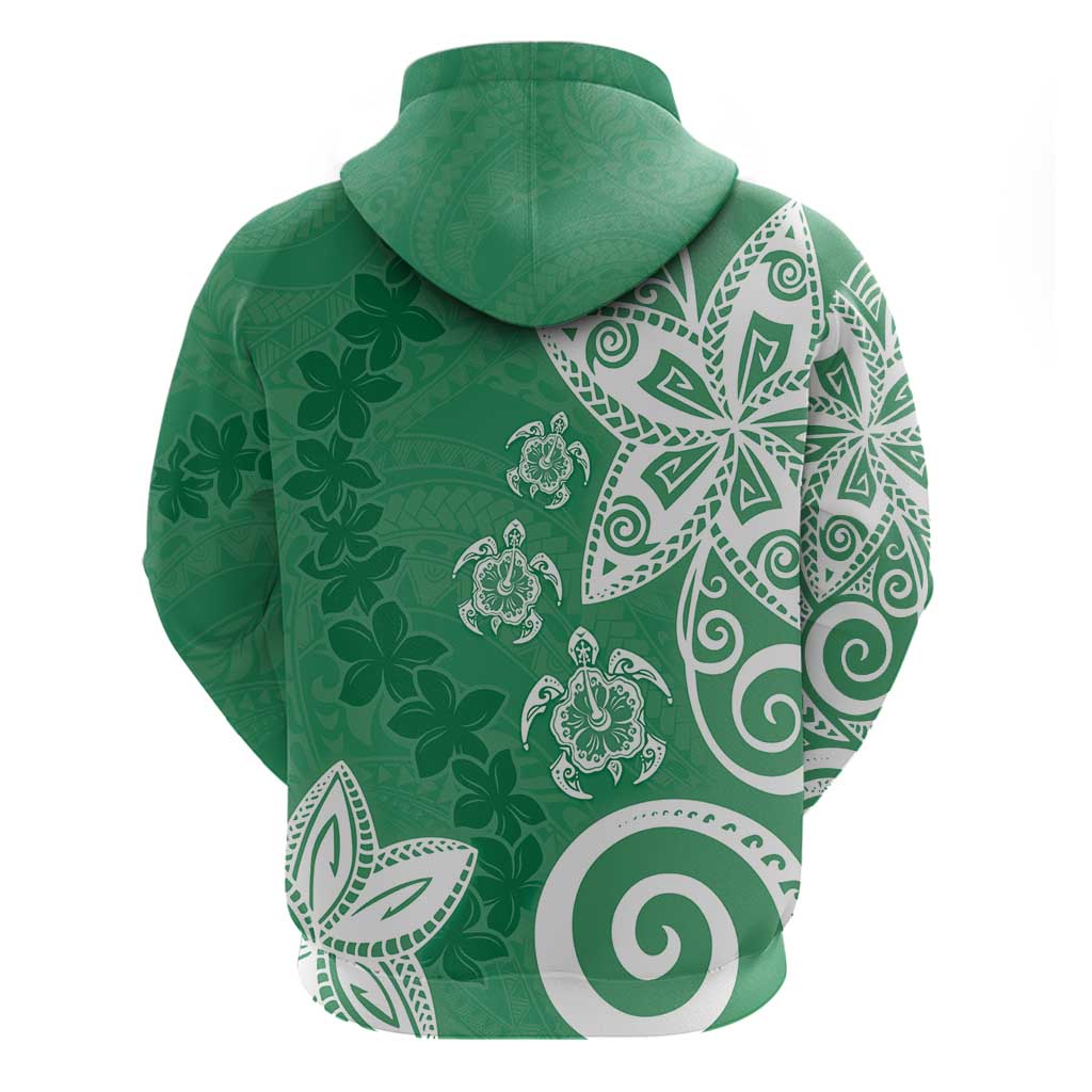 Polynesia Hoodie Green Tribal Turtle Floral Pattern LT05 - Polynesian Pride