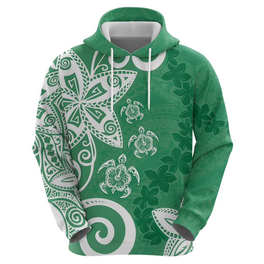 Polynesia Hoodie Green Tribal Turtle Floral Pattern LT05 - Polynesian Pride