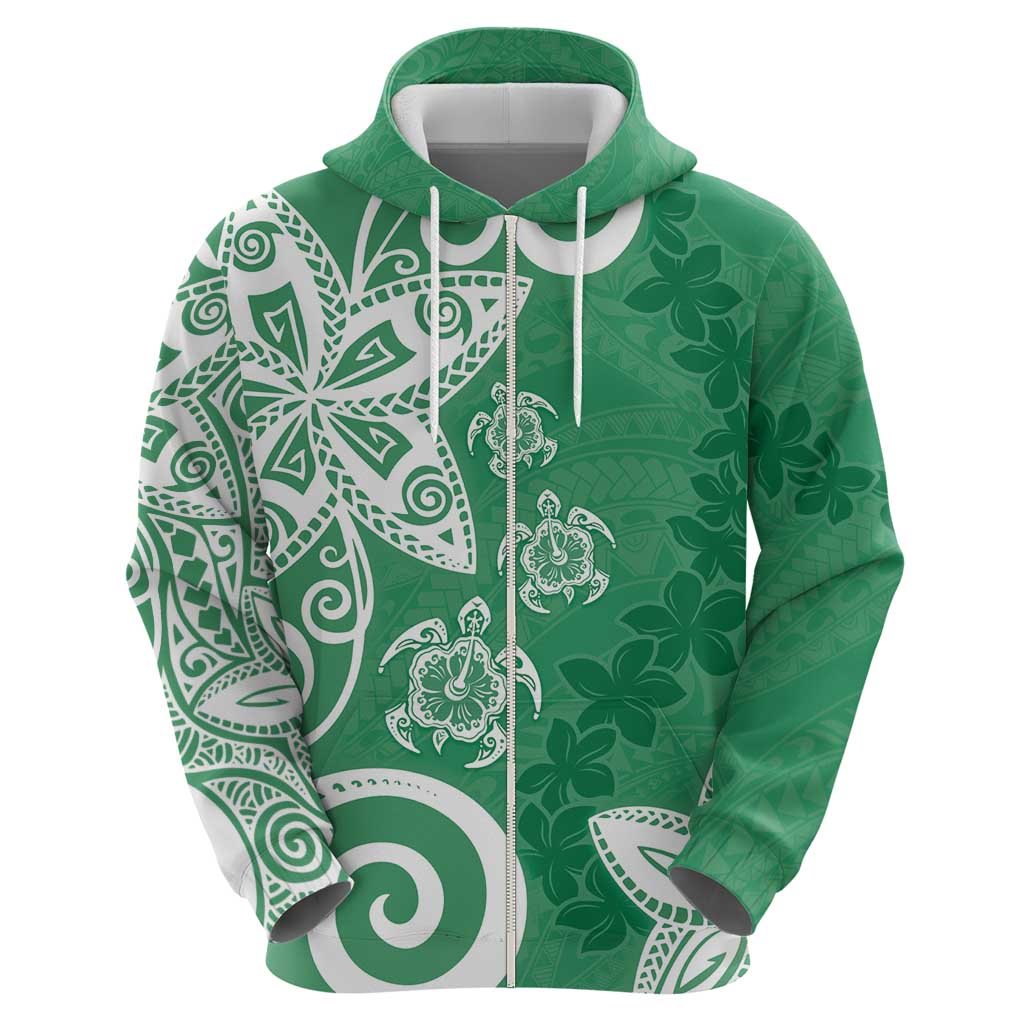 Polynesia Hoodie Green Tribal Turtle Floral Pattern LT05 - Polynesian Pride