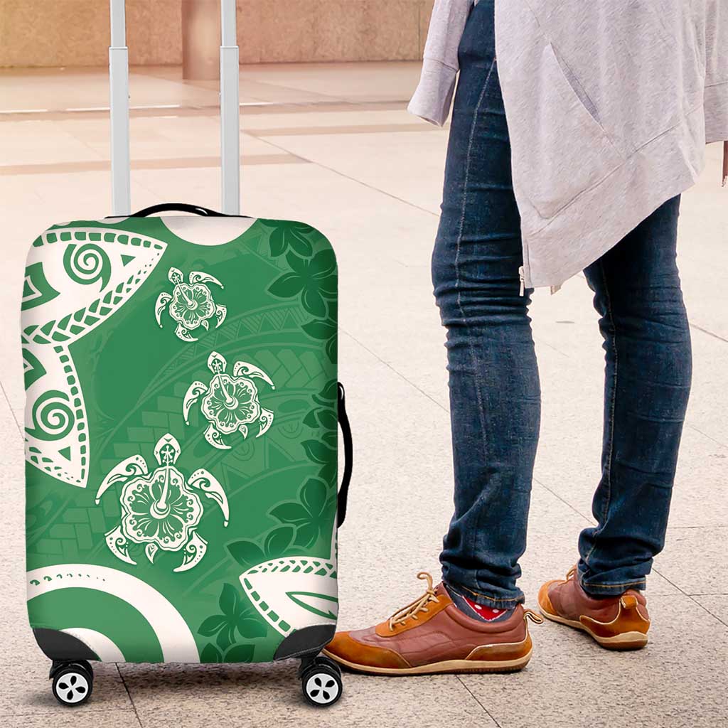 Polynesia Luggage Cover Green Tribal Turtle Floral Pattern LT05 Green - Polynesian Pride