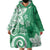 Polynesia Wearable Blanket Hoodie Green Tribal Turtle Floral Pattern