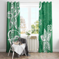 Polynesia Window Curtain Green Tribal Turtle Floral Pattern