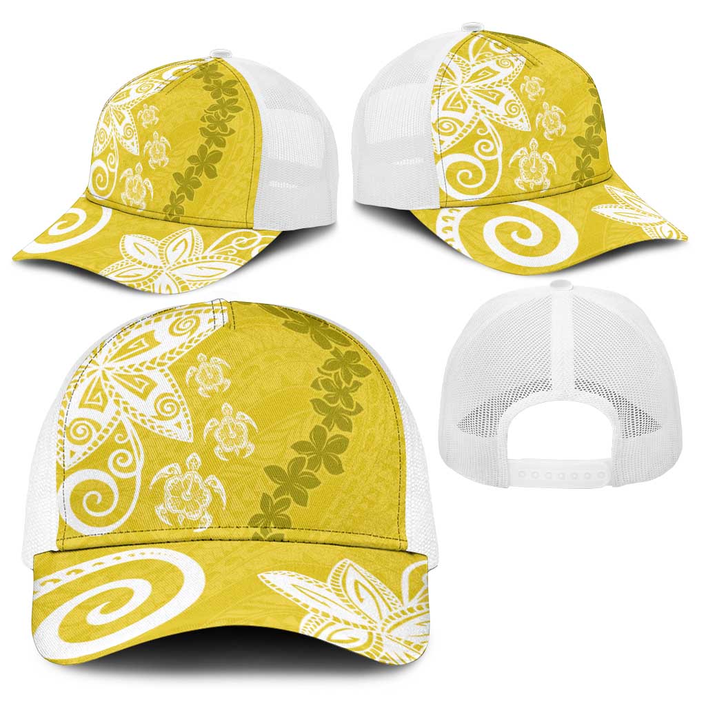 Polynesia Baseball Net Cap Yellow Tribal Turtle Floral Pattern LT05 - Polynesian Pride