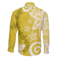 Polynesia Family Matching Tank Maxi Dress and Hawaiian Shirt Yellow Tribal Turtle Floral Pattern