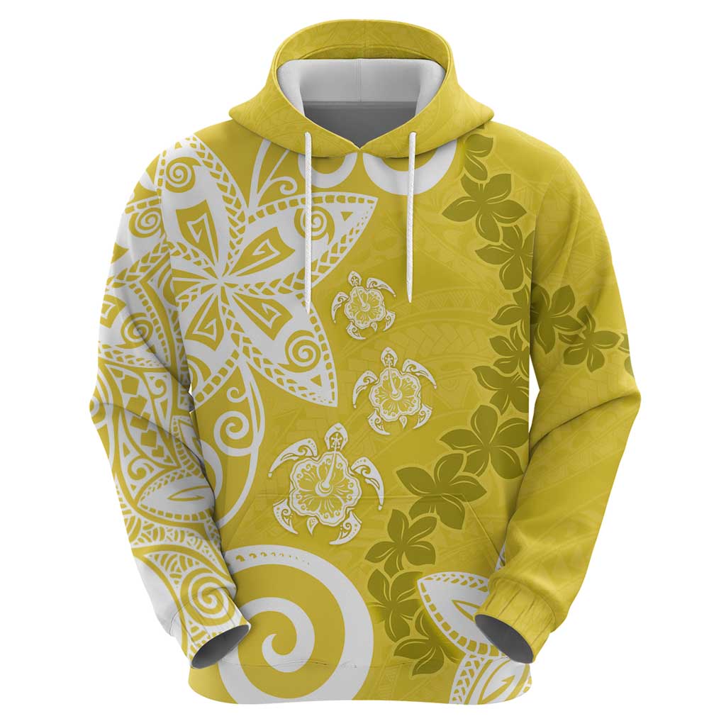 Polynesia Hoodie Yellow Tribal Turtle Floral Pattern LT05 - Polynesian Pride