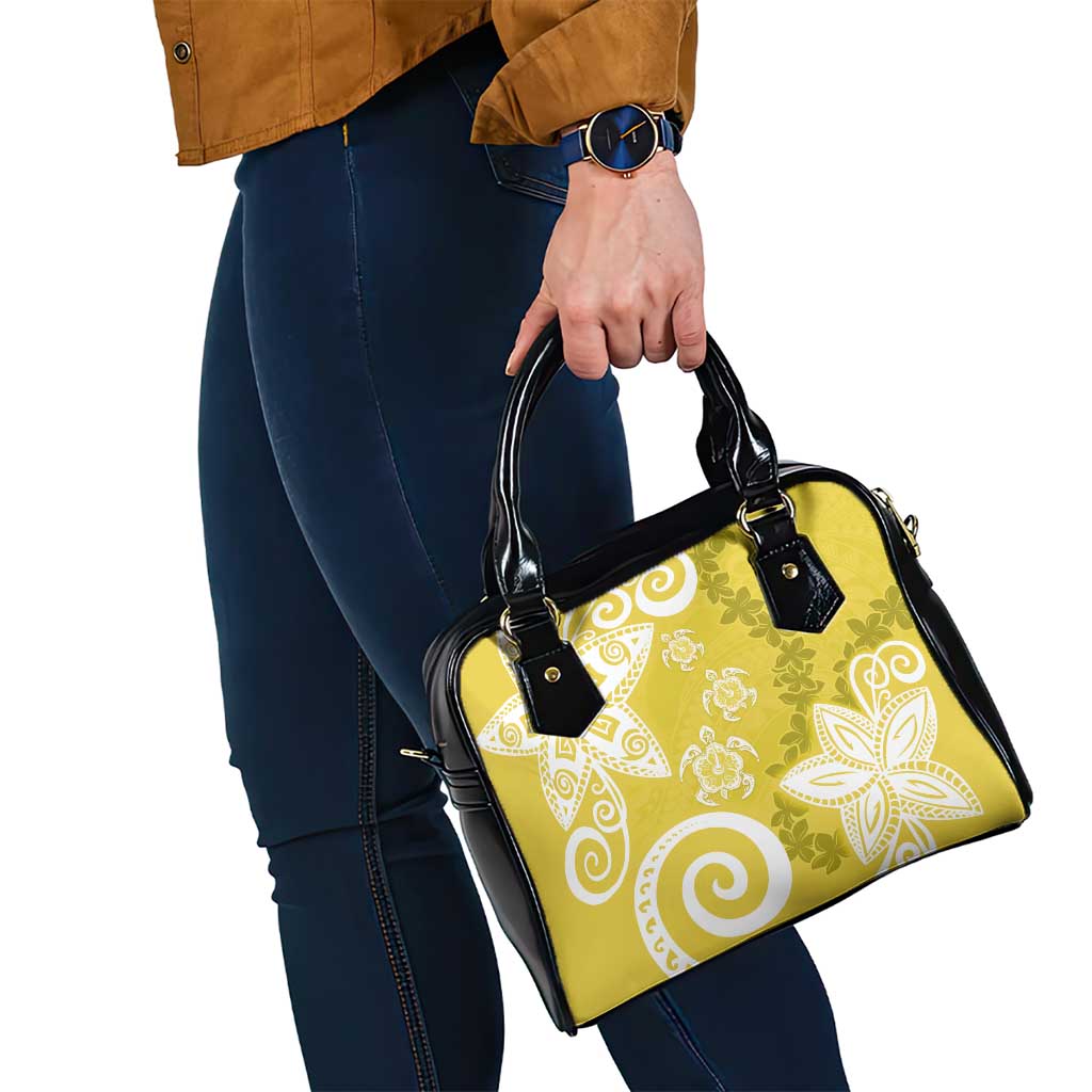 Polynesia Shoulder Handbag Yellow Tribal Turtle Floral Pattern