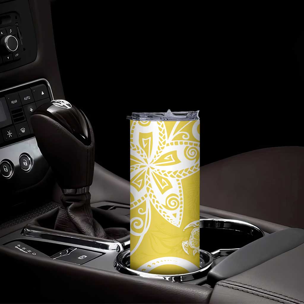 Polynesia Skinny Tumbler Yellow Tribal Turtle Floral Pattern