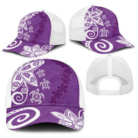 Polynesia Baseball Net Cap Purple Tribal Turtle Floral Pattern LT05 - Polynesian Pride