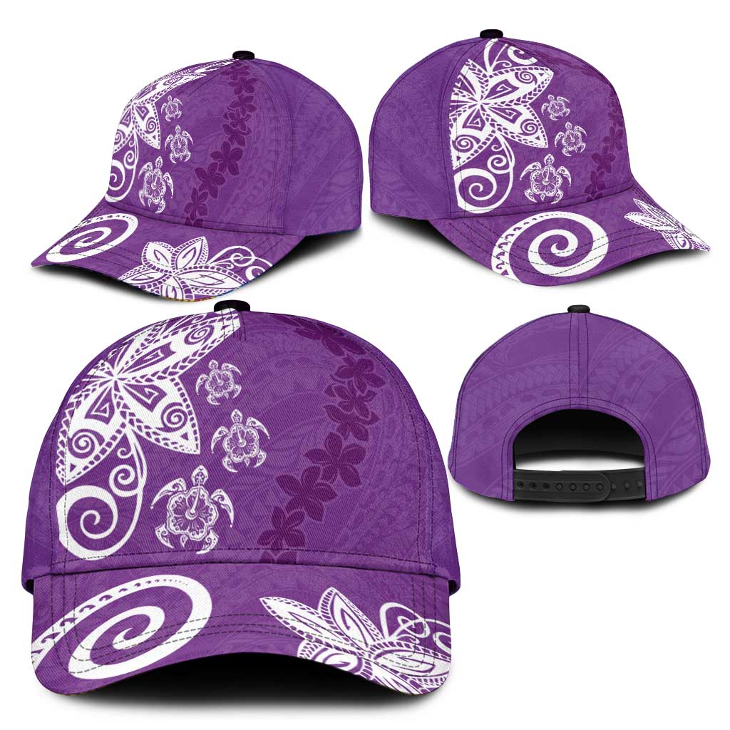 Polynesia Classic Cap Purple Tribal Turtle Floral Pattern LT05 - Polynesian Pride