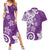 Polynesia Couples Matching Summer Maxi Dress and Hawaiian Shirt Purple Tribal Turtle Floral Pattern