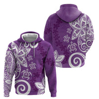 Polynesia Hoodie Purple Tribal Turtle Floral Pattern LT05 - Polynesian Pride