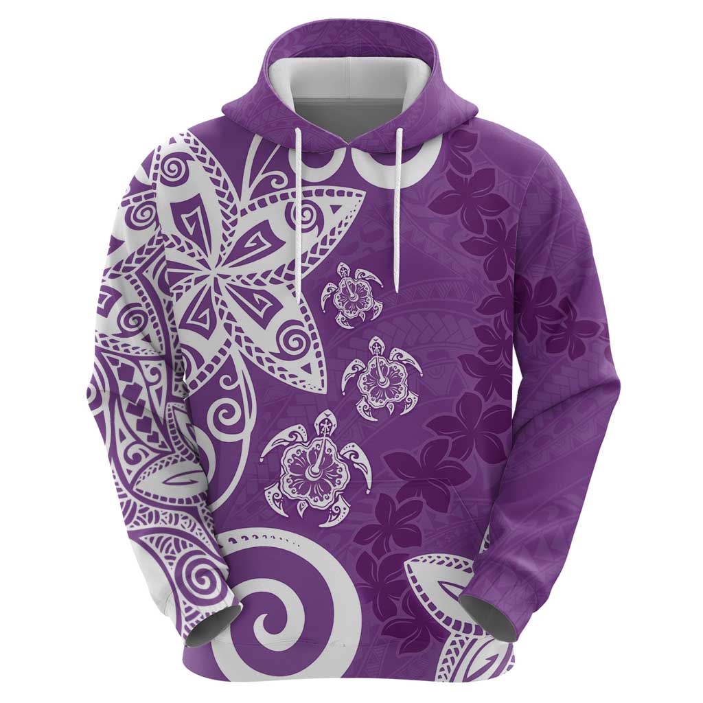 Polynesia Hoodie Purple Tribal Turtle Floral Pattern LT05 - Polynesian Pride