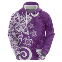 Polynesia Hoodie Purple Tribal Turtle Floral Pattern LT05 - Polynesian Pride