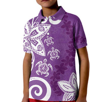 Polynesia Kid Polo Shirt Purple Tribal Turtle Floral Pattern