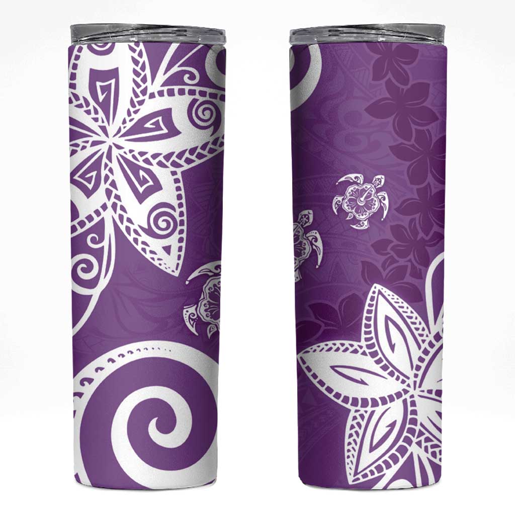 Polynesia Skinny Tumbler Purple Tribal Turtle Floral Pattern LT05 Purple - Polynesian Pride