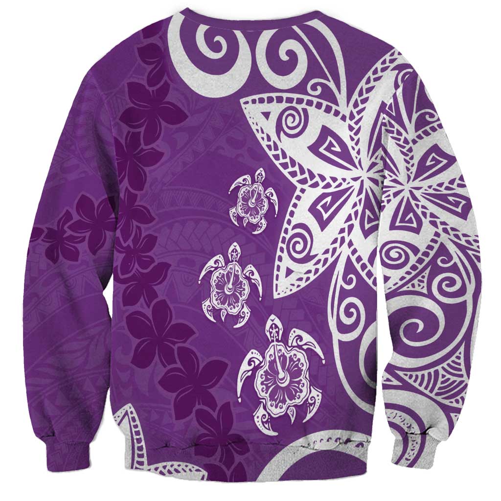 Polynesia Sweatshirt Purple Tribal Turtle Floral Pattern
