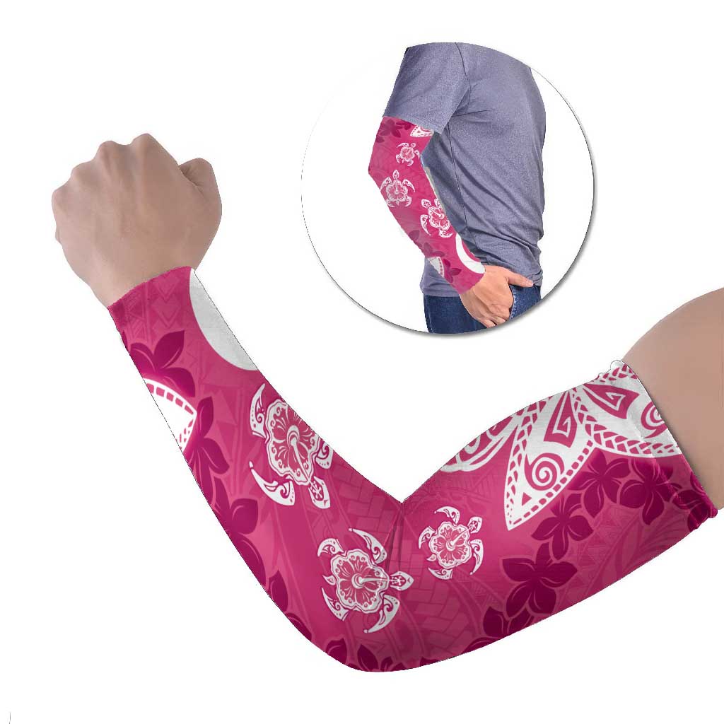 Polynesia Arm Sleeves Pink Tribal Turtle Floral Pattern LT05 Set of 2 Pink - Polynesian Pride