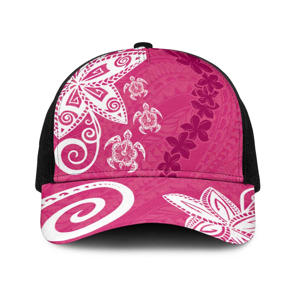 Polynesia Baseball Net Cap Pink Tribal Turtle Floral Pattern LT05 One Size Black Pink - Polynesian Pride