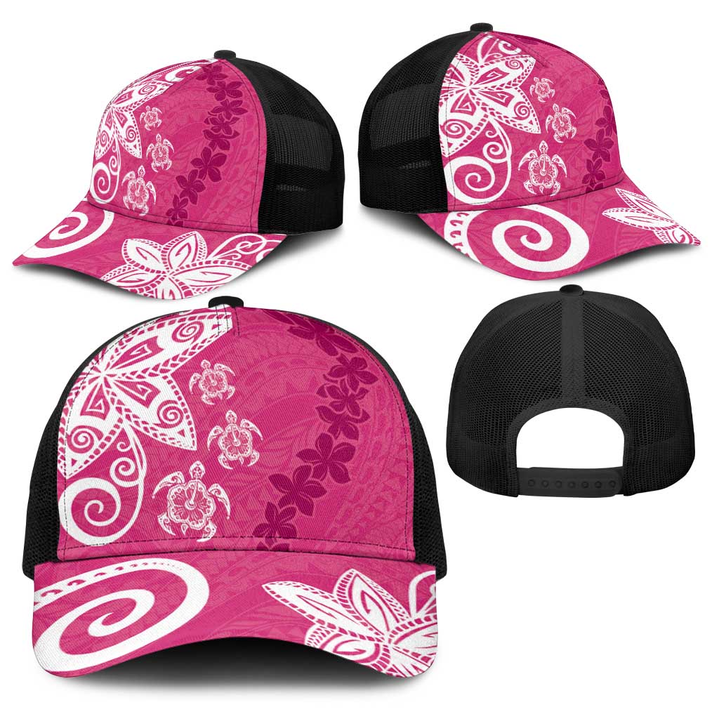 Polynesia Baseball Net Cap Pink Tribal Turtle Floral Pattern LT05 - Polynesian Pride