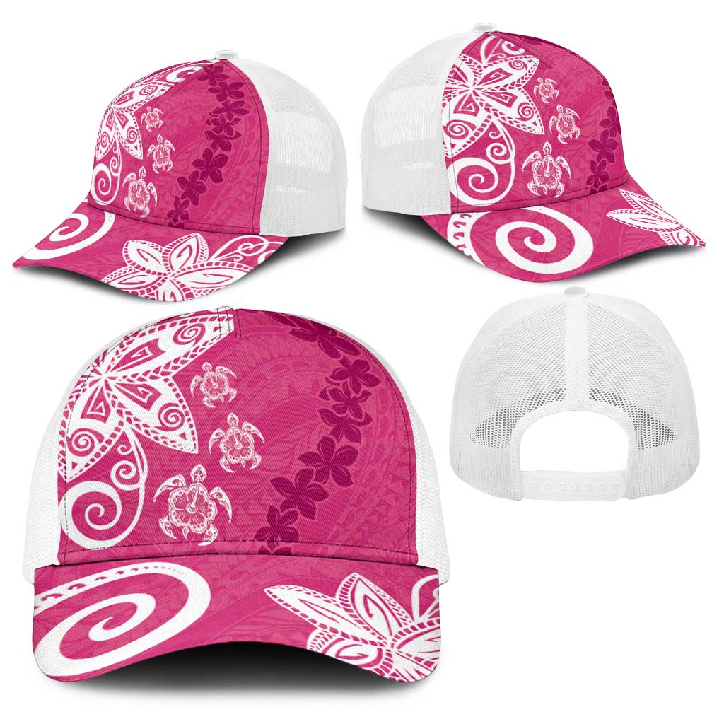 Polynesia Baseball Net Cap Pink Tribal Turtle Floral Pattern LT05 - Polynesian Pride