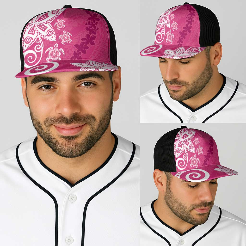 Polynesia Baseball Net Cap Pink Tribal Turtle Floral Pattern LT05 - Polynesian Pride